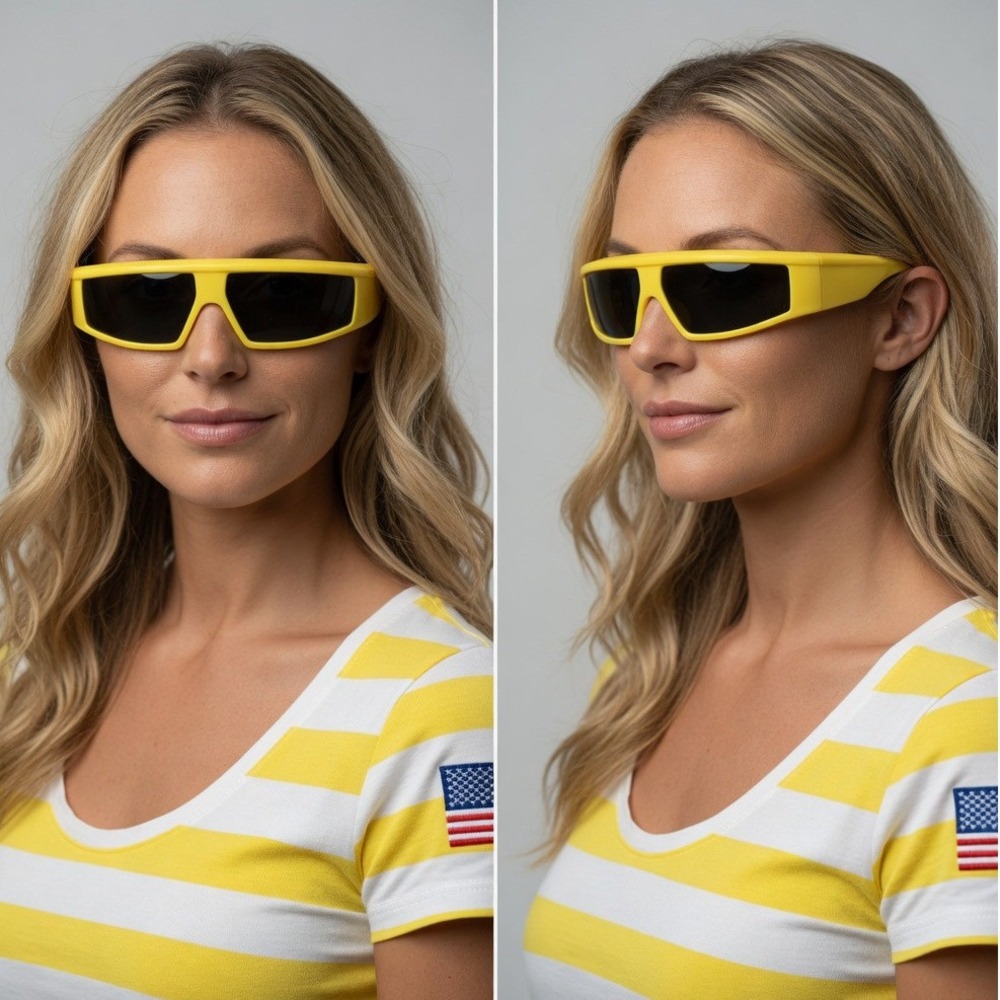 Women Yellow Shield Sunglasses Wraparound Futuristic Y2K Shades Trendy Gafas New